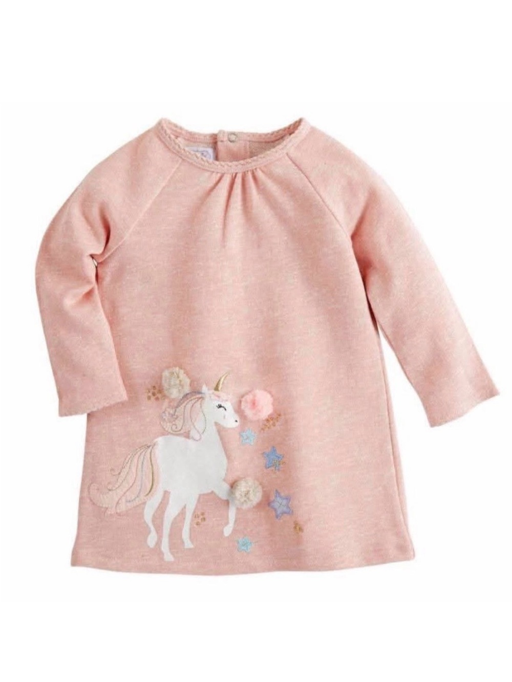 Mudpie | Pink and Cream Unicorn Raglan Dress | Size 2T - Picture 2 of 14